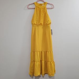 NSR Nordstrom yellow halter midi dress S nwt